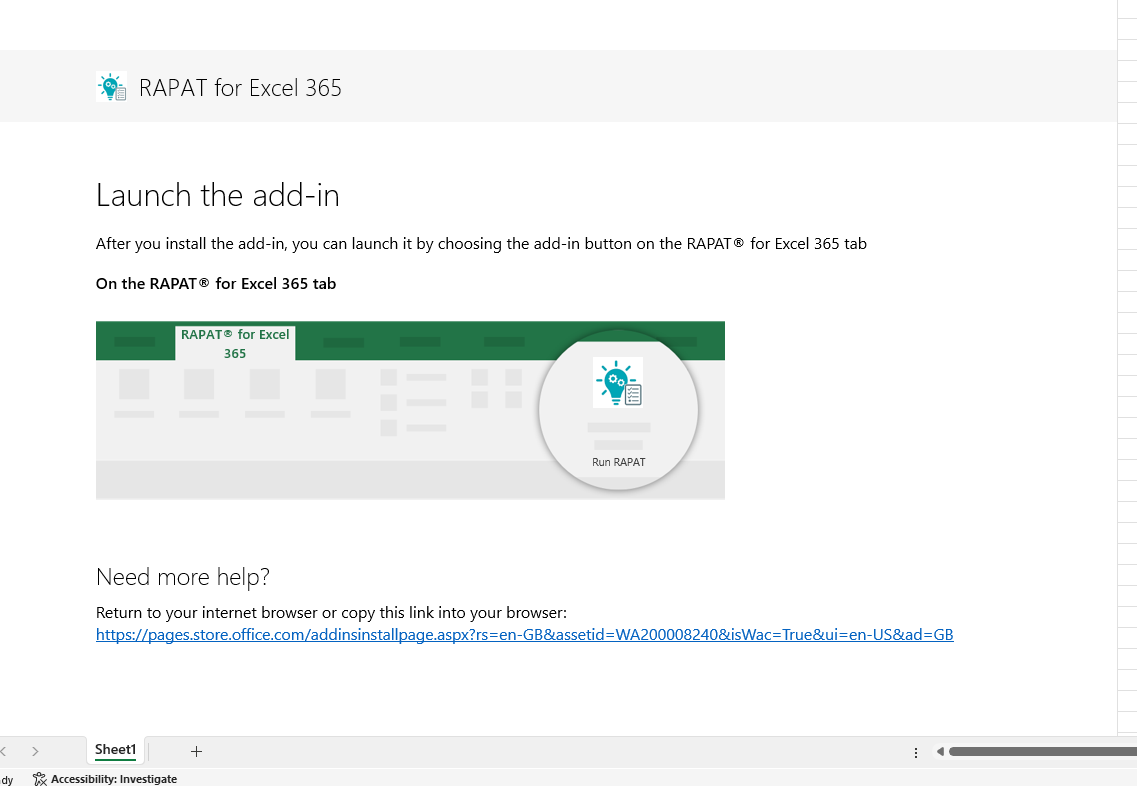 Screenshot of the default page which opens following link from Appsource